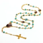 Rosary Prayer Beads Cross Necklace Colored GlassEaster Virgin Mary Christian Prayer Beads Processing and Customization - Image 2