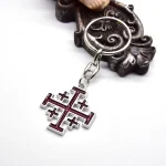 Mecrt Jerusalem Cross Keychain Pendant Religious Metal Accessory - Image 4