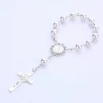 Religion Wedding Pray First Communion Baptism Zinc Alloy Silver Cross Pendant Rosary Charm Bracelet Catholic Unisex