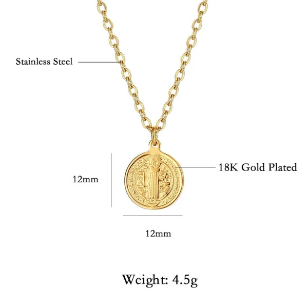 Catholic Cross Guadalupe Virgin Mary Stainless Steel Religious Heart Lord Prayer Bible Cross Etch Embossed Necklace