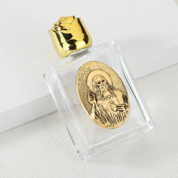 Mecrt Catholic Holy Water Bottle Rose Flower Crystal Glass Container Ornament New Hot Christmas Carved Design