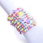 Mecrt Plastic Colorful Beads Cross Catholicism Children Religious Gift Bracelet Wholesales - Image 2