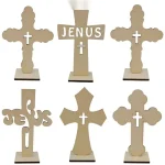 Mecrt New Wooden Crafts Cross Decoration Religious Style Wooden Home Decoration with Metal Wood Chips Alloy Type in Stock