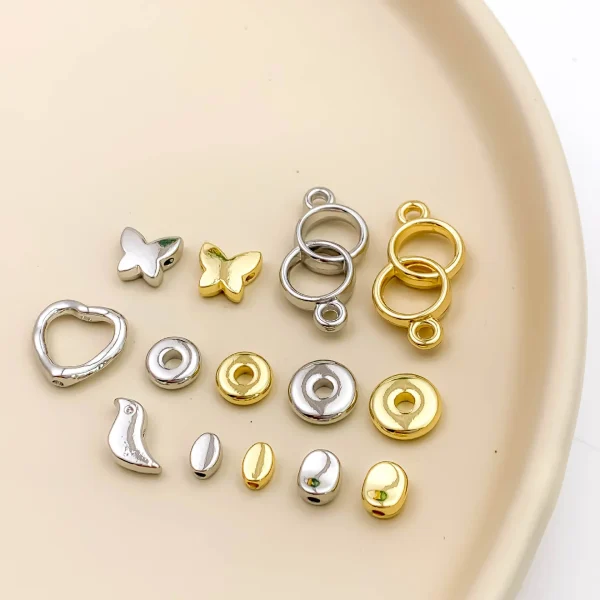Moyamiya Gold Plated Metal Material Jewelry Clasps Necklace Bracelet Heart Butterfly Beads Loose Handmade DIY Accessorie