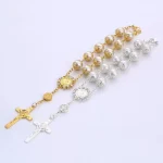 Prayer Beads Cross Pendant Rosary Bracelet Religion Christian Jewelry Pearl Rosary Bracelet Wholesale