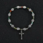 Catholic Jewelry Bracelet Saint Benedict Beaded Bracelet Black Gallstone Alloy - Image 6