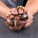 Catholic Rosary Crucifix Cross Pendant Religious Necklace Unisex Wooden Jesus Prayer Beads Rosaries Easter Gift Church Souvenirs - Image 2