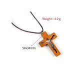 Catholic Natural Jesus Cross Wooden Carving Pendant Jewelry Jesus Carved Wooden Cross Necklace Wholesale - Image 3