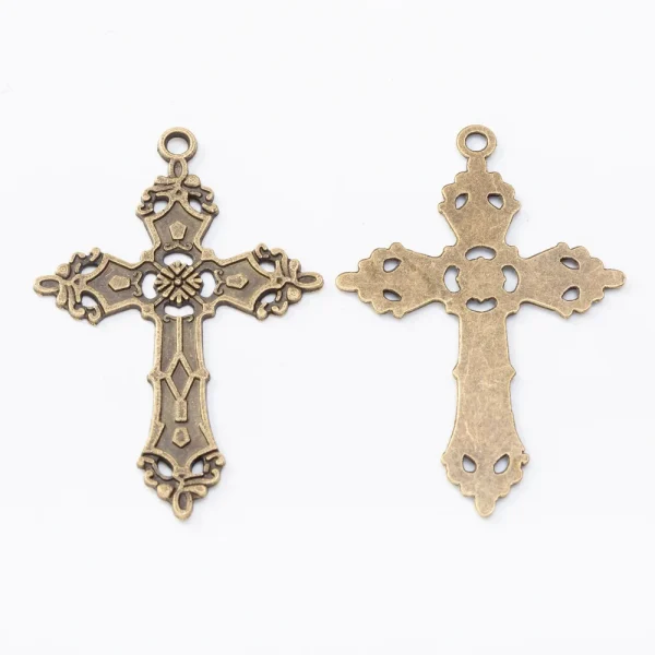 Copper Crucifix Cross Pendant Hollow Christian Cross Accessories Religious Cross Charms DIY for Jewelry Making