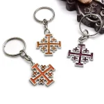 Mecrt Jerusalem Cross Keychain Pendant Religious Metal Accessory - Image 2