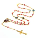 Rosary Prayer Beads Cross Necklace Colored GlassEaster Virgin Mary Christian Prayer Beads Processing and Customization - Image 3