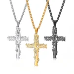 Stainless Steel Crucifix Tree Life Cross Pendant Necklace Jewelry for Men Women Religious Jesus Jewelry - Image 2
