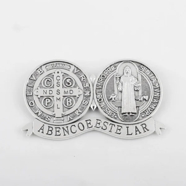 Hot-selling Home Display Metal Saint Benedict Figurine Hand-carved Engraving Benedictine Religion Gift