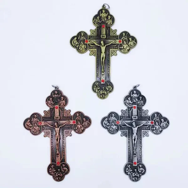 Mecrt 12*9cm Church Decoration Catholic Cross Jesus Christ Religion Crucifix Wall Cross Pendant Hanging Decorations Orna