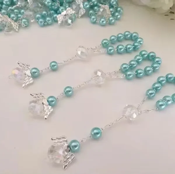 Angel Wing Bracelet Favor Acrylic Rosary Beads Mini Finger Rosaries for Baptism Favor Christening Favor Church Event