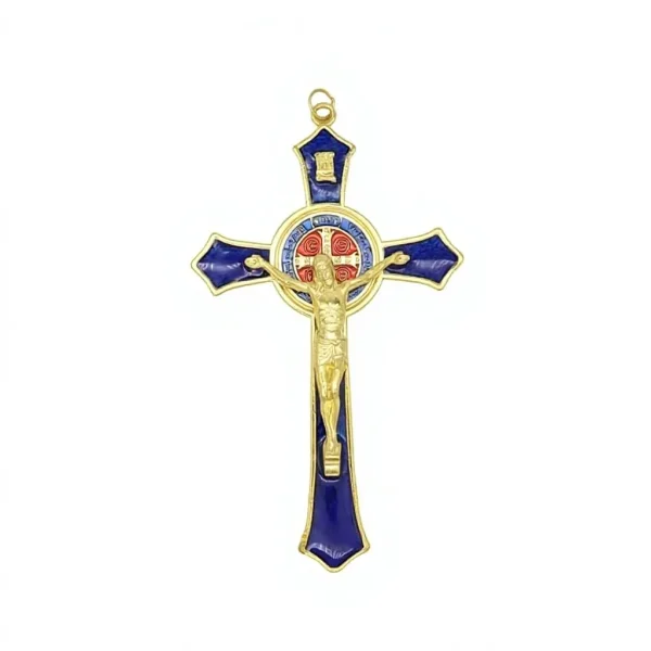Mecrt Catholic Crucifix 11.5*7cm Metal Enamel Cross Jesus Christ Bitterness Religion Prayer Decoration Big Colorful Pend