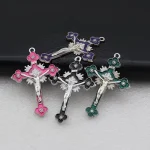 Metal Cross Crucifixes Christ Jesus Religious Catholic Cross Gift 5.5*3.5cm Multiple Colors Jewelry Pendants Wholesale