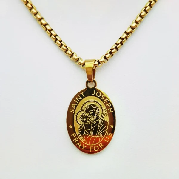 Mecrt Stainless Steel Saint Christopher & Virgin Mary Pendant Necklace Religious Cross Catholic Jewelry Pendant Gift