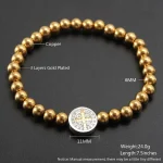 High Quality ReligiousStainless Steel Round Beads Gold Silver Plated Elastic RopeSaint Benedict Bracelets - Image 3