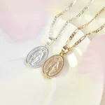 Europe and America Cross Pendant Necklace Lady Mary Pendant Necklace Vintage Necklace with Alloy Collar - Image 2