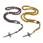 Catholic Rosary Prayer Beads 8*10mm Christ Wooden Beads Cross Jesus Saint Necklace Jewelry Christianity Easter Church Gift - Image 2