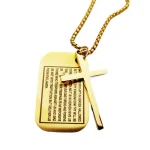 New Personalized Stainless Steel Prayer Wish Engraved Custom Unisex Square Army Card Cross Pendant Necklace - Image 6