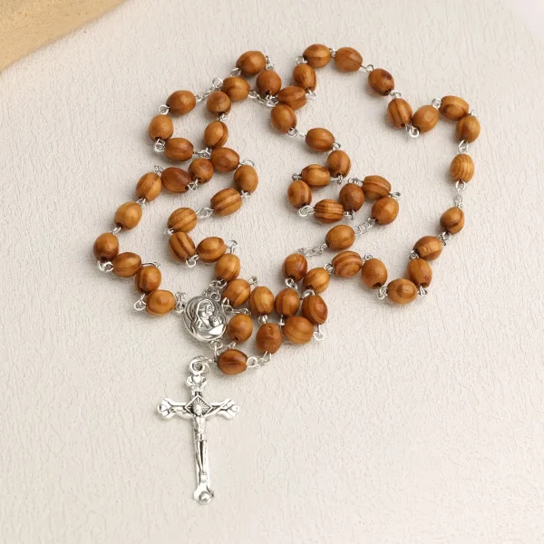 Catholic Rosary Wooden Prayer Beads Necklaces Cross Pendants square Religious Jewelry Decorations Church Prayers Easter 