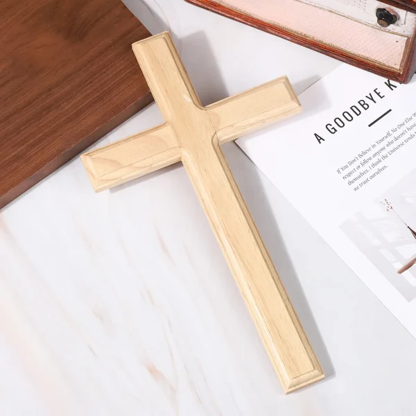 Wood Cross Ornament Modern Minimalist Christmas Home Decor Solid Wood Cross Decoration Wooden Craft Display Piece