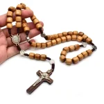 Handmade Religious Catholic Rosary Crucifix Jewelry Wood Beads Virgin Mary Charm Cross Pendant Alloy Material Jesus Inspired - Image 2