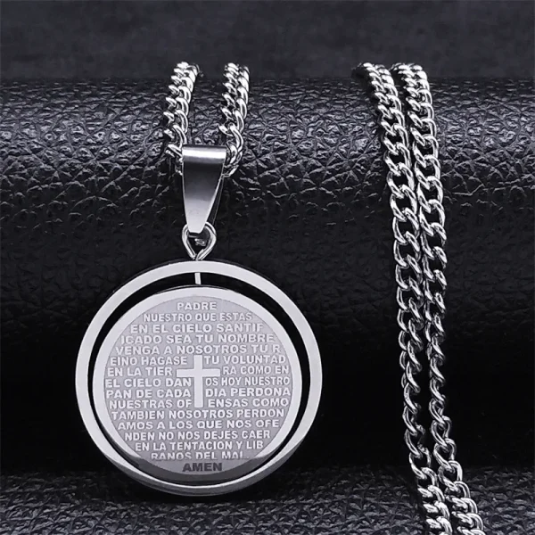 Mecrt Cross Pendant Necklace Stainless Steel Religious Theme Catholic Fashion Pendant Necklace Jewelry