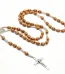 Wholesale Handmade Woven Catholic Rosary Necklaces Made of Natural Pine Wood (10mm*8mm) Separated by Spacer Beads
