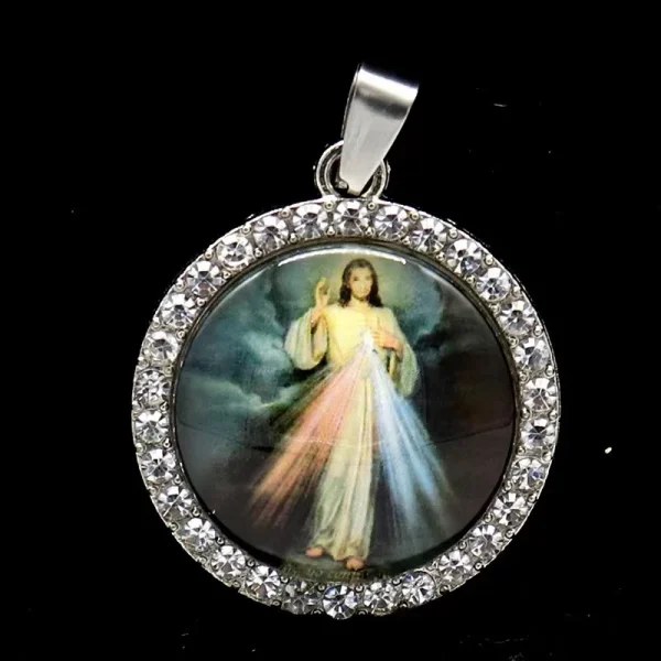 Zinc Alloy Catholic Saint Charm Pendant for Religious Round Jesus Angel Madonna Pendant