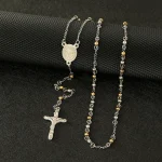 Hot Selling 4mm Stainless Steel Necklace Bead Tri-color Cross Madonna Necklace Ladies Fashion Popular Accessories - Image 5