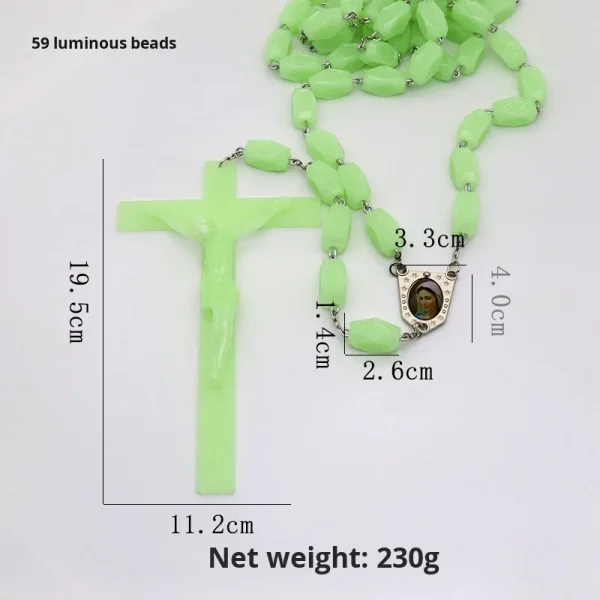 Catholic Rosary Luminous Material Large Size 59 Prayer Beads Jewelry Necklace Three-Way Wall Fine Beaded Necklaces