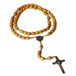 Catholic Rosary Beads Wooden Cross Necklace with 8x10mm Oval Beads Antique Bronze Plated Custom Rosaries for Prayer Gifts - Image 2