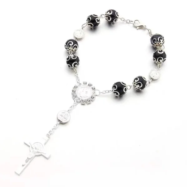 Sell Like Hot Cakes 10mm Cross Bracelet Imitation Pearl Communion Baptism Religious Chain Bracelet