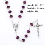 Mecrt Catholic Rosary Virgin Mary Crucifix Cross Bulk Wholesale Prayer Rosaries Glass Rosary Necklace - Image 4