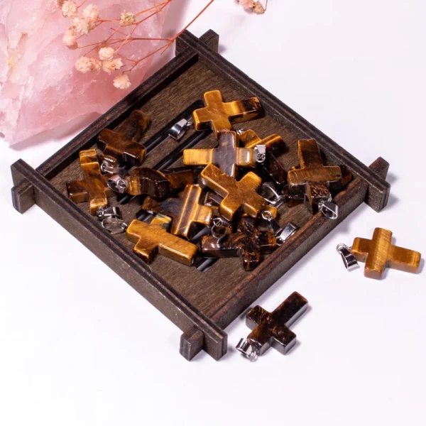 Catholic Exclusive Red Agate Pink Quartz Obsidian Crystal Pendant Necklace Natural Stone Craft Factory Wholesale Jewelry