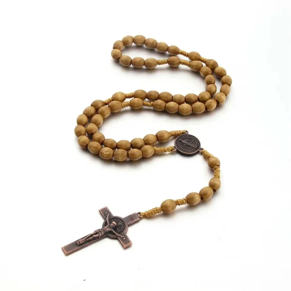 Catholic Rosary Necklace Wooden Beads Cross Jesus Crucifix Decade Paternoster Beads Custom Personalized Rosaries