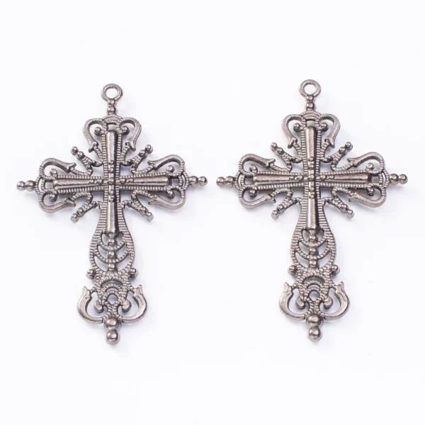 Jewelry Making Charms 63*42.5*4mm Religious Hollow Cross Retro Metal Zinc Alloy Jewelry Fashion Pendant Pendant Making