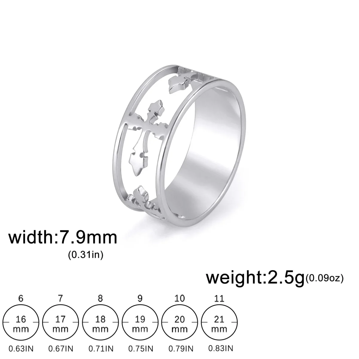 Cross Ring Fashion Trend Cut Half Hollow Titanium Steel Ring Men's and Women's Stainless Steel Ring Jewelry Wholesale - Image 4