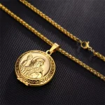 Mecrt Vintage Holy San Benito Medal Pendant Jesus Gold Stainless Steel Can Open Photo Frame Pendants Necklaces Religious Jewelry - Image 4