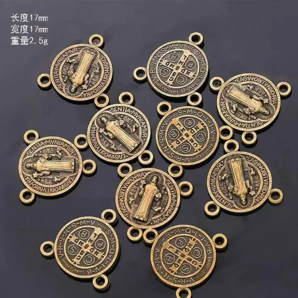 Mecrt Catholic Jewelry Accessories Virgin Mary Triangle Connector Charms Cross Pendant Raft Alloy Jewelry Necklace Ankle