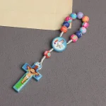 Mecrt Rosary for Child Necklace Colorful Polymer Clay Jesus Cross Pendant Beads Chain Holy Communion Baptism Kids Gift - Image 4