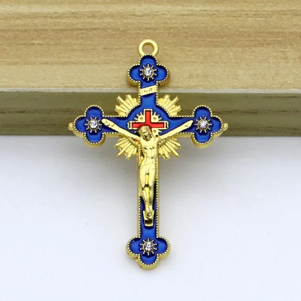 Metal Cross Crucifixes Christ Jesus Religious Catholic Cross Gift 5.5*3.5cm Multiple Colors Jewelry Pendants Wholesale