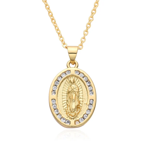 Golden Religious Pendant Virgin Mary Religious Pendant Necklace Popular Fashion Jewelry