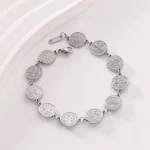 Catholic Latest Religious Jewelry 14K Gold Saint Benedict Medal Bracelet - Image 4