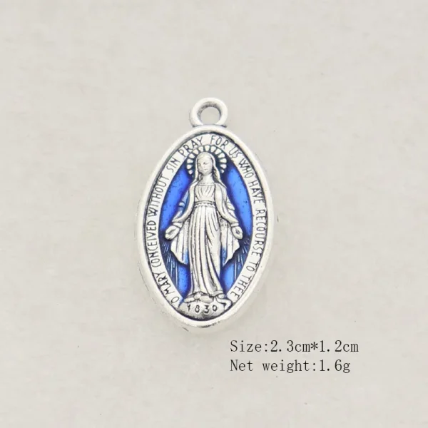 Blessed Virgin Mary Our Lady of Aparecida Oval Metal Christian Devotional DIY Catholic Religious Accessories Pendant