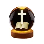 Catholic Cross Crafts Religious K9 Crystal Ball Tabletop Ornament Decoration Bedroom Light Gifts Wedding Gifts Christmas Gifts