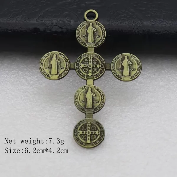 Catholic Jewelry 5.7*3.9cm St Benedict Medal DIY Cross Accessories Pendant for Necklace Wholesale